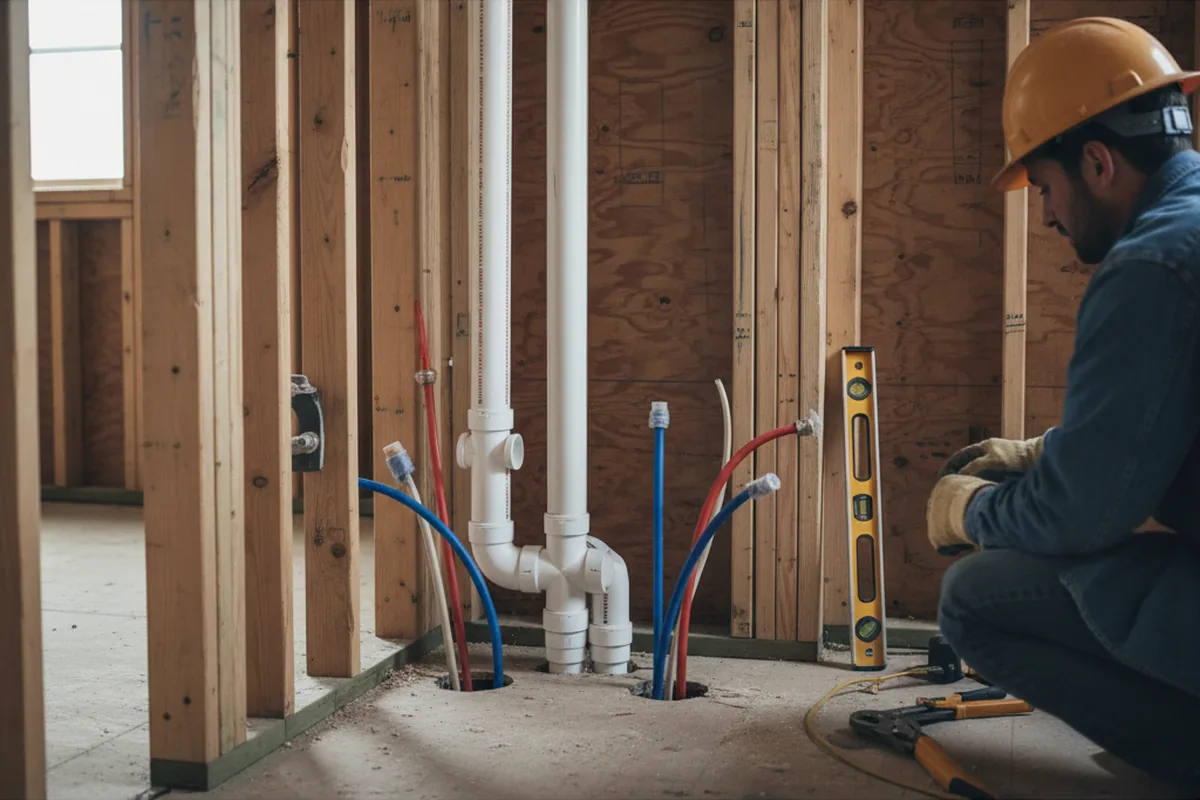 Drain and supply rough-in during Toilet Repair and Installation in Concord